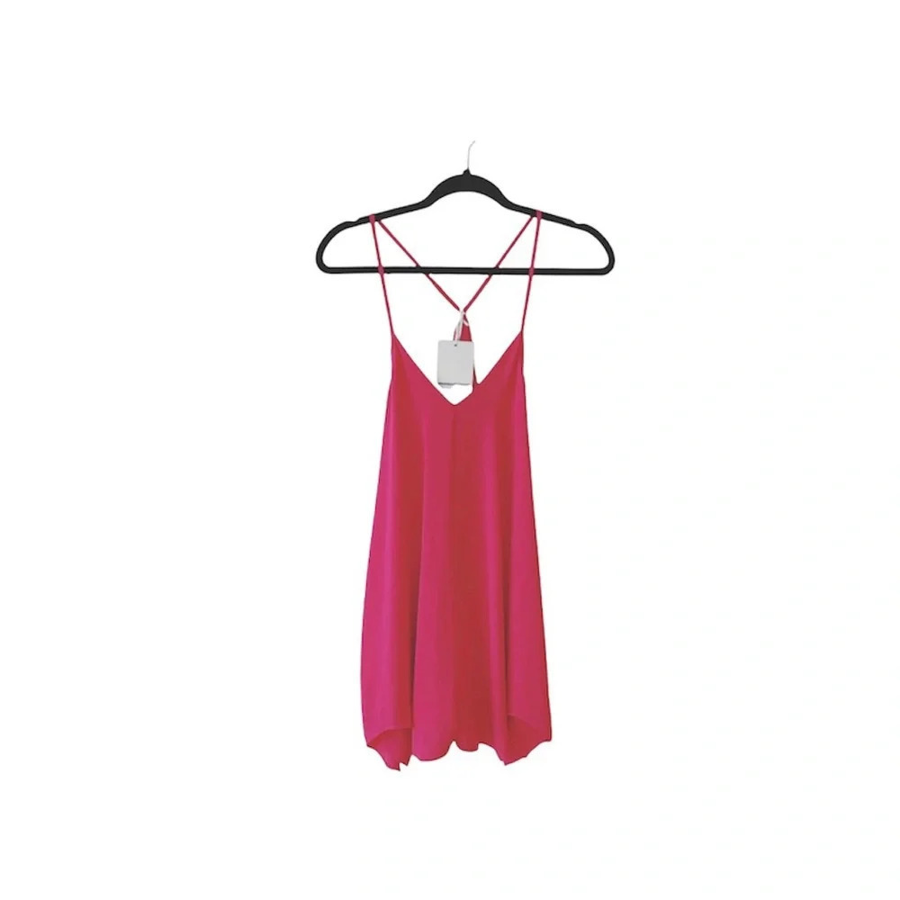 Amanda Uprichard Neon Pink Romper Solid V-neck Spaghetti Strap NWT Small Women’s